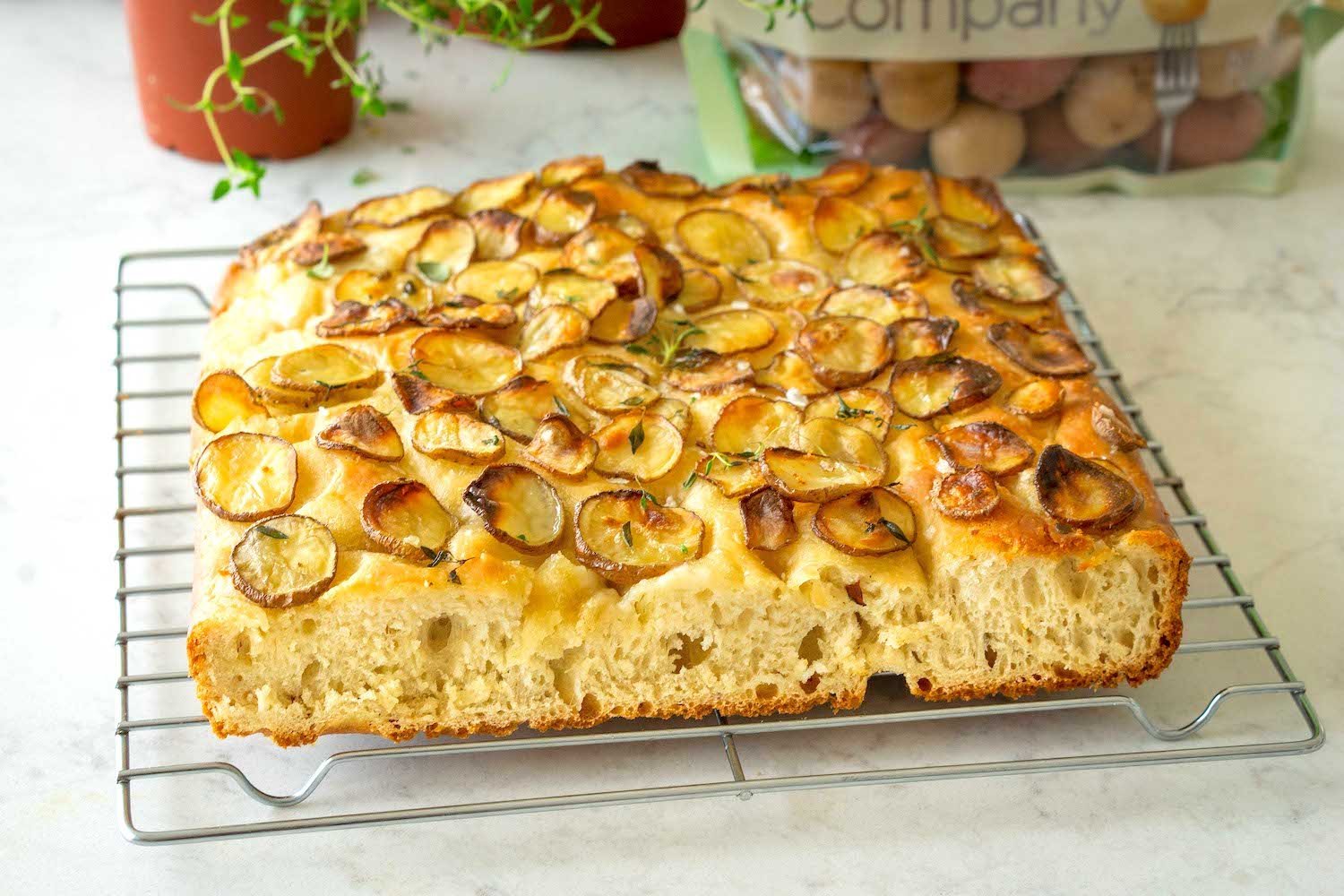 Quick Thyme and Potato Focaccia