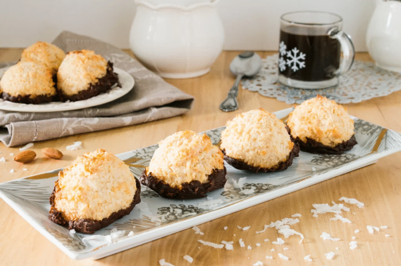 Chocolate Covered Coconut Macaroons