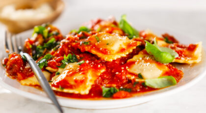 Salmon Ravioli with Delicious Tomato Cream Sauce