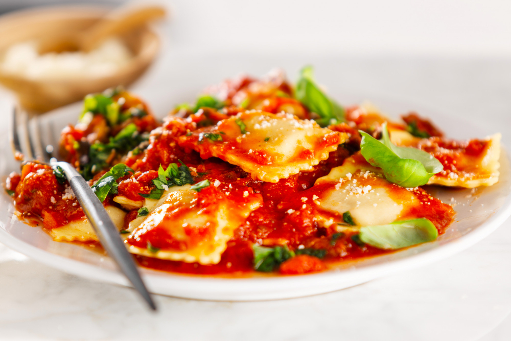 Salmon Ravioli with Delicious Tomato Cream Sauce